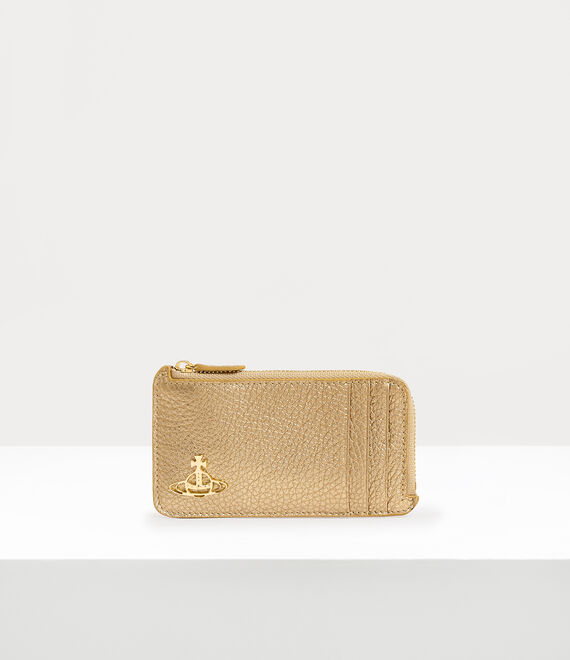 Vivienne Westwood Grain Leather Card Holder in gold/light gold HW